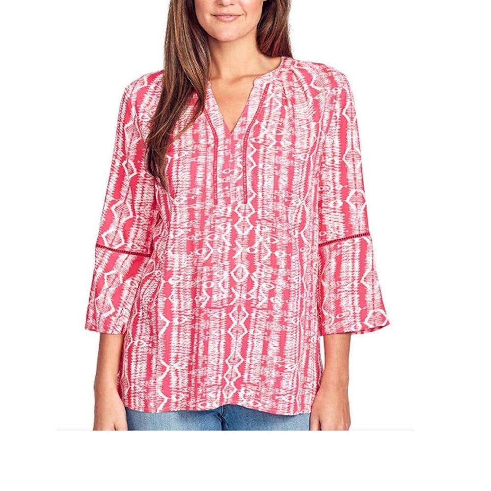 GLORIA VANDERBILT Womens Semi Loose Tunic Top Size Medium Bell Sleeves New